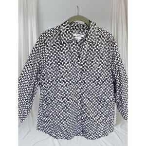 Foxcroft Womens L Easy Care Button Up Top Blouse Cotton Stretch Classic Capsule